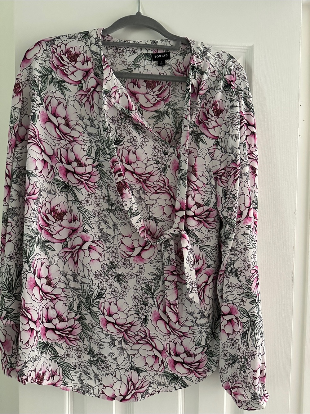 torrid White Blouse with Pink Floral Print